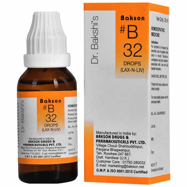 Dr Bakshi's Bakson Homoeopathy B32 Lax-N-Liv Drops 30 Ml