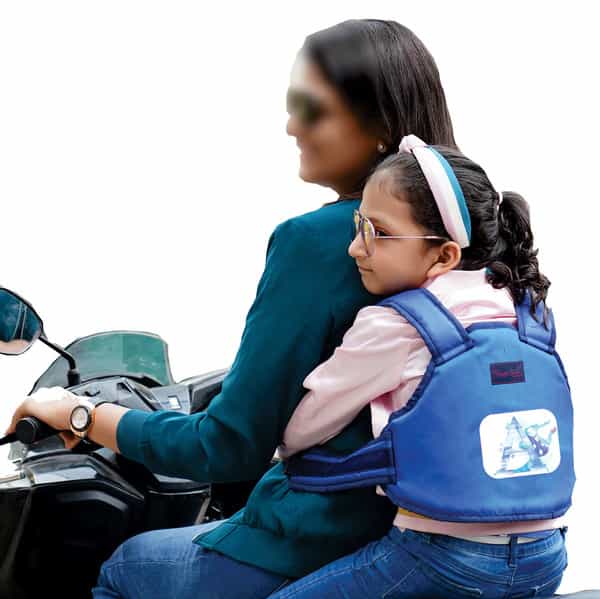 Magic Seat- 2 Wheelerkids Safety Seat Belt For 2 Wheelers (Blue-Alphabet A)