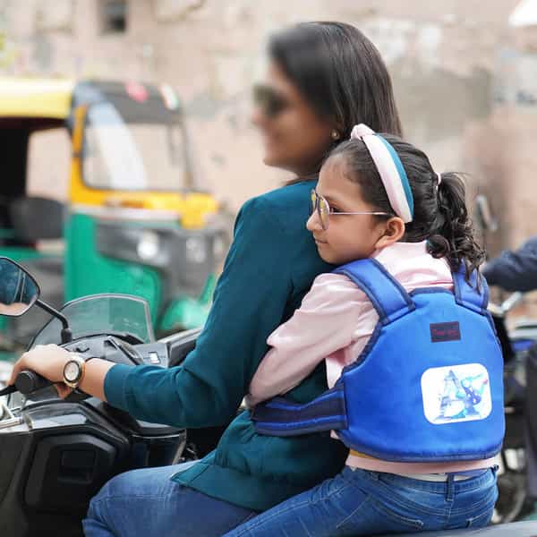 Magic Seat- 2 Wheelerkids Safety Seat Belt For 2 Wheelers (Blue-Alphabet A)
