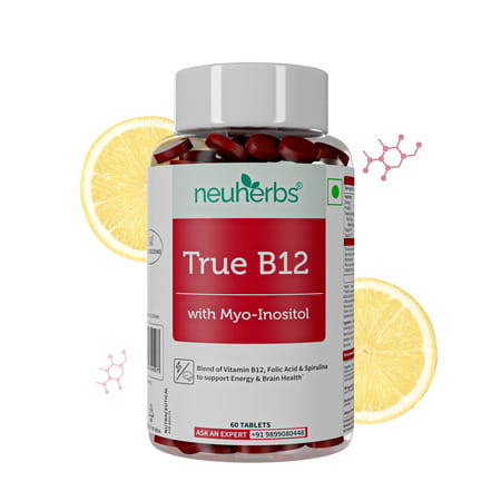 Neuherbs True B12 60 Tablets | Supports Energy | Brain Health & Better Absorption