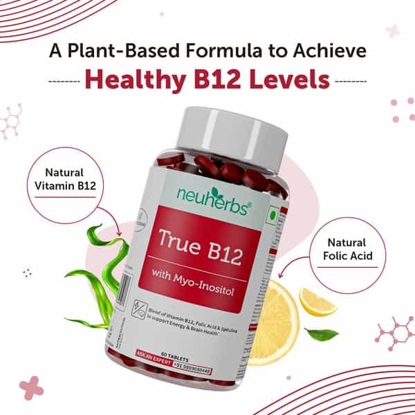 Neuherbs True B12 60 Tablets | Supports Energy | Brain Health & Better Absorption
