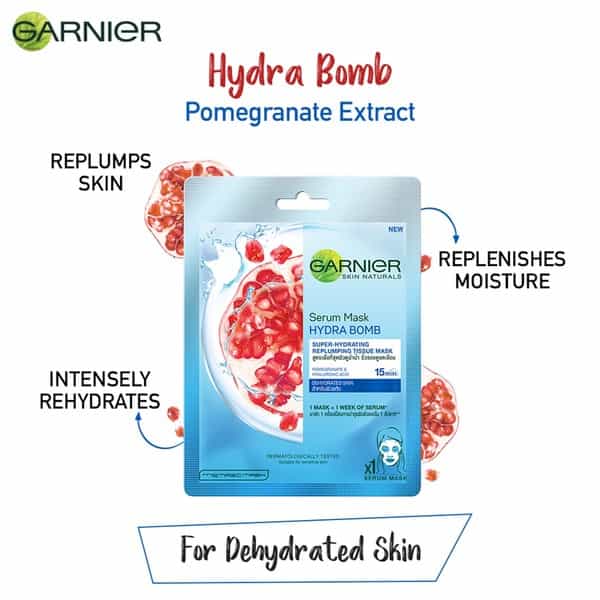 Garnier Skin Naturals Hydra Bomb (Blue) Face Serum Sheet Mask Tube Of 28 G
