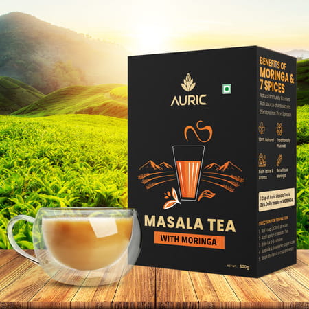 Auric Kadak Moringa Masala Tea - Black Tea From Assam & Darjeeling - 500g