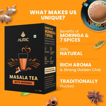 Auric Kadak Moringa Masala Tea - Black Tea From Assam & Darjeeling - 500g