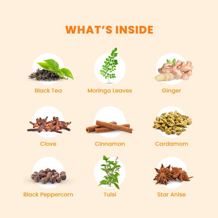 Auric Kadak Moringa Masala Tea - Black Tea From Assam & Darjeeling - 500g