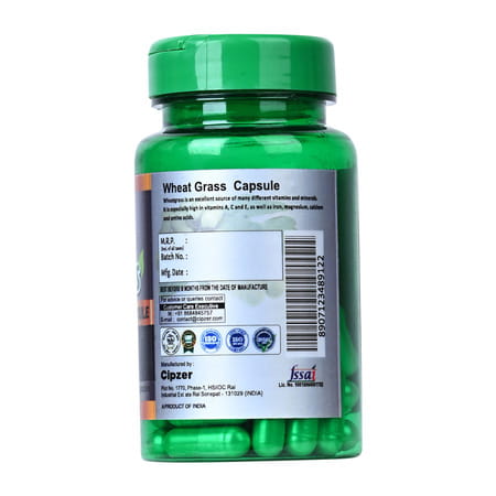 Cipzer Wheatgrass 30 Capsules | Supports Heart Health| Metabolism & Overall Wellness