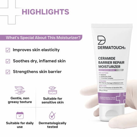 Dermatouch Ceramide Barrier Repair Moisturizer | Deep Hydration & Barrier Support | 50G