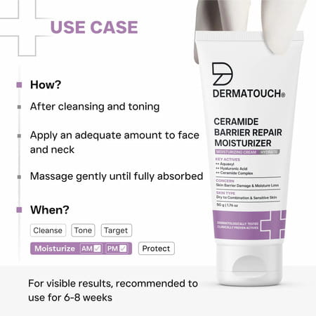 Dermatouch Ceramide Barrier Repair Moisturizer | Deep Hydration & Barrier Support | 50G