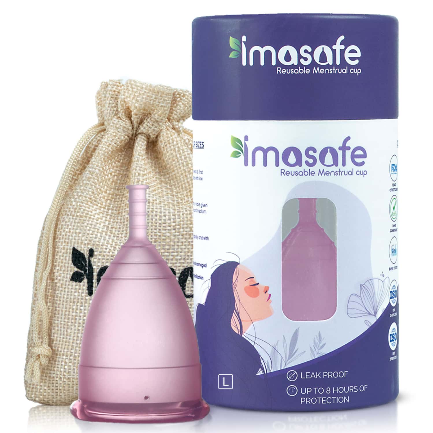 Imasafe Reusable Menstrual Cup For Women - Large (Pink) | Us Fda Registered