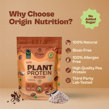 Origin Nutrition 100% Natural Plant Protein Powder 737g Coffee Caramel With 25g Plant Based Protein