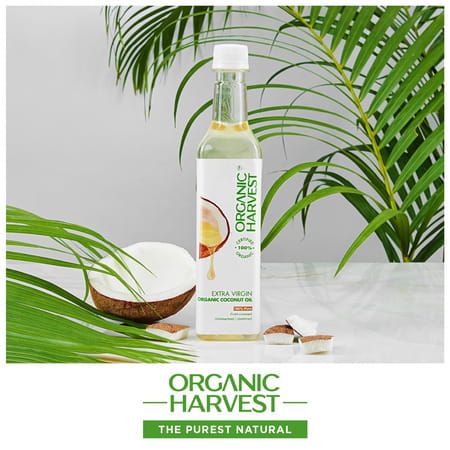 Organic Harvest Cold Pressed Extra Virgin Organic Coconut Oil For All Types Of Hair | Skin | 500ml