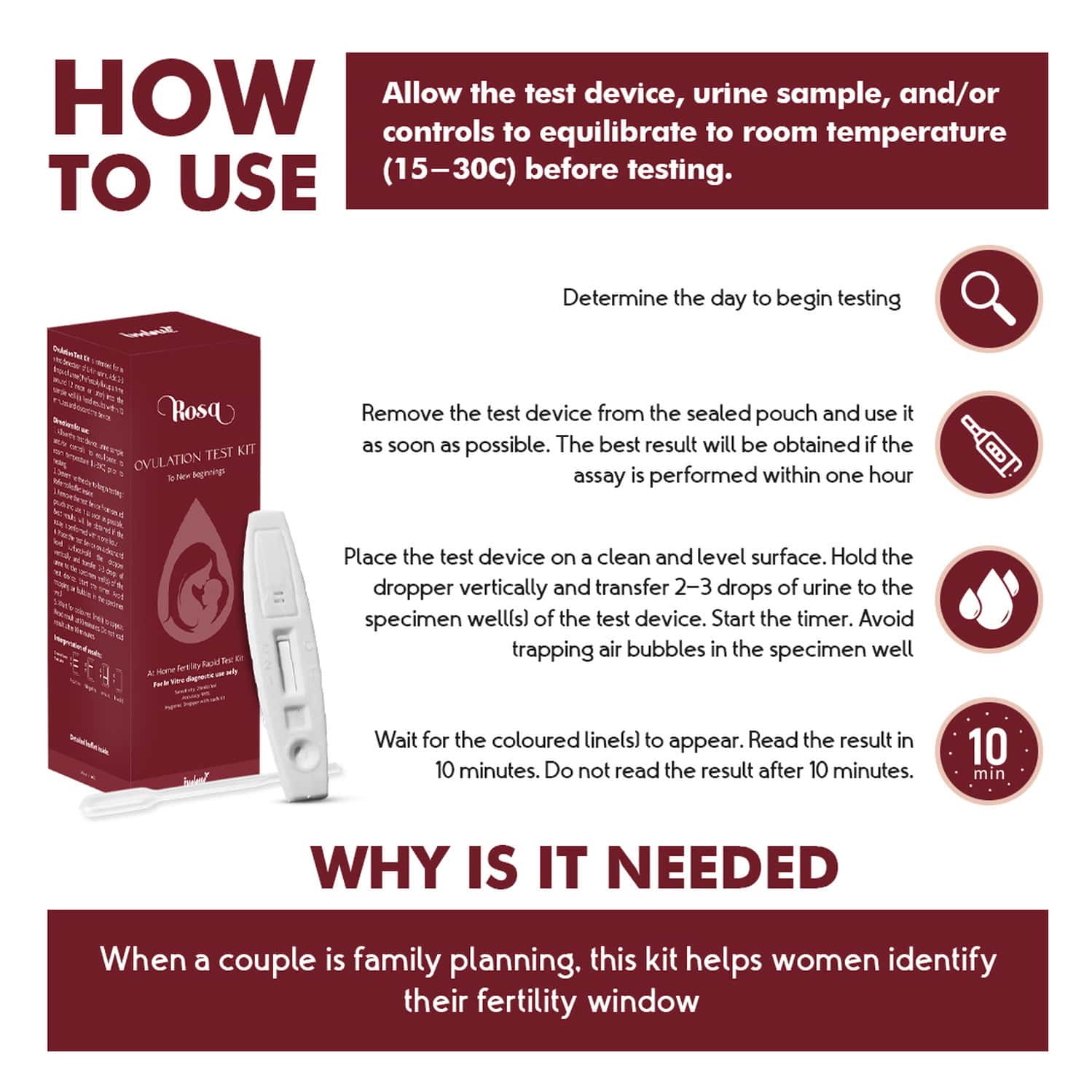 Buy IMBUE ROSA OVULATION TEST KIT AT HOME FERTILITY RAPID TEST KIT