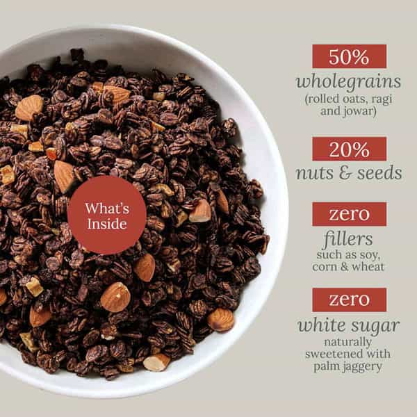 Monsoon Harvest Toasted Millet Muesli Dark Chocolate And Orange Peel 250G Pouch
