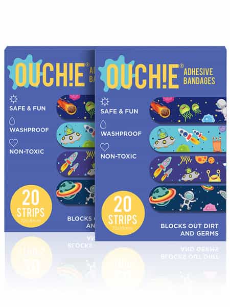 Ouchie Non-Toxic Printed Bandages Double Combo (40 Pack) - Space Blue