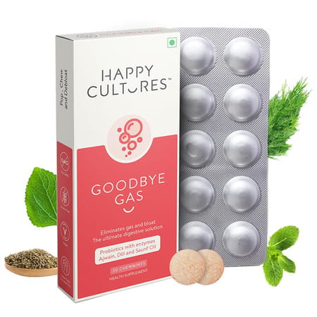 Velbiom Happy Cultures Goodbye Gas All Types Of Bloating-Relief | 30 No Mint Capsules