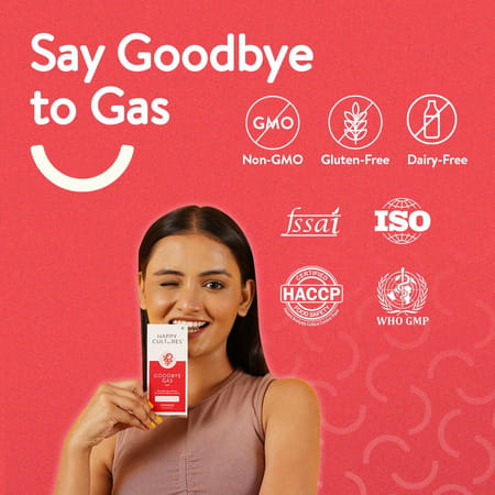 Velbiom Happy Cultures Goodbye Gas All Types Of Bloating-Relief | 30 No Mint Capsules
