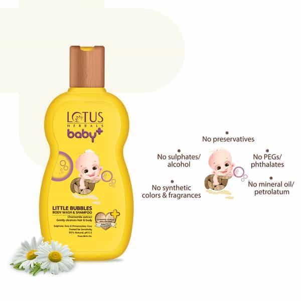 Lotus Herbals Baby+ Little Bubbles Body Wash And Shampoo 200Ml