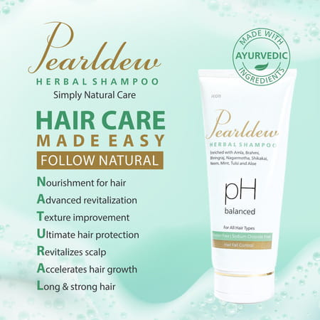 Pearldew Herbal Shampoo 200 Ml | Reduces Hair Fall | Dandruff & Tangled Hair (Pack Of 4)