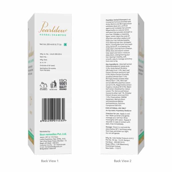 Pearldew Herbal Shampoo 200 Ml | Reduces Hair Fall | Dandruff & Tangled Hair (Pack Of 4)