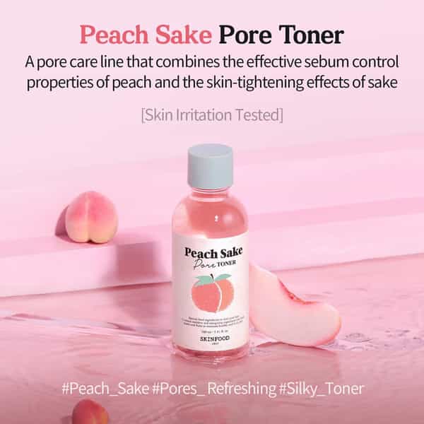 Skinfood Peach Sake Facial Toner - Pore Tightening & Sebum Control Toner For Oily Skin 135Ml