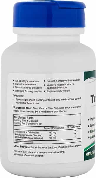 Healthvit Triphala Powder 250 Mg -60 Capsules