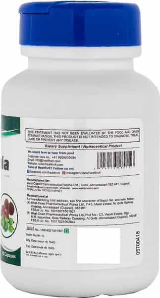 Healthvit Triphala Powder 250 Mg -60 Capsules