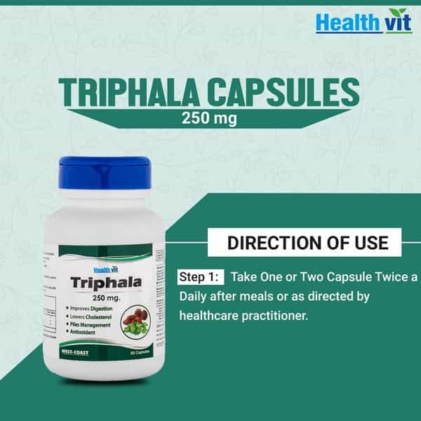 Healthvit Triphala Powder 250 Mg -60 Capsules