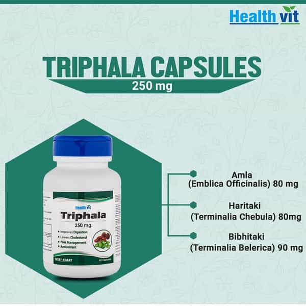 Healthvit Triphala Powder 250 Mg -60 Capsules