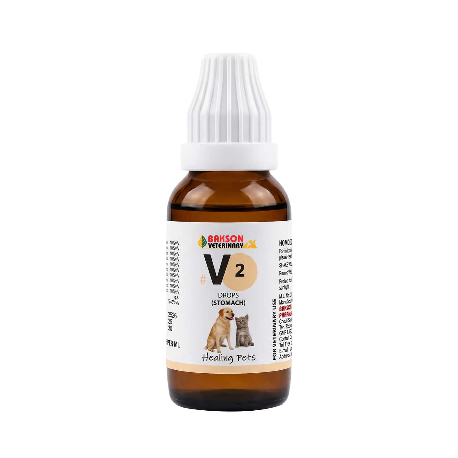 Bakson Veterinary V2 Drops | Stomach | For Veterinary Use | 30 Ml