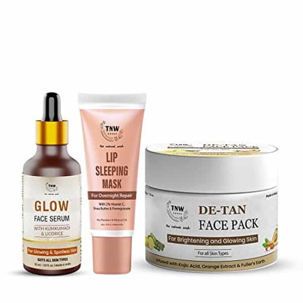 Tnw The Natural Wash Skin & Lip Care Combo With Glow Face Serum | De-Tan Face Pack