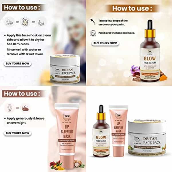 Tnw The Natural Wash Skin & Lip Care Combo With Glow Face Serum | De-Tan Face Pack