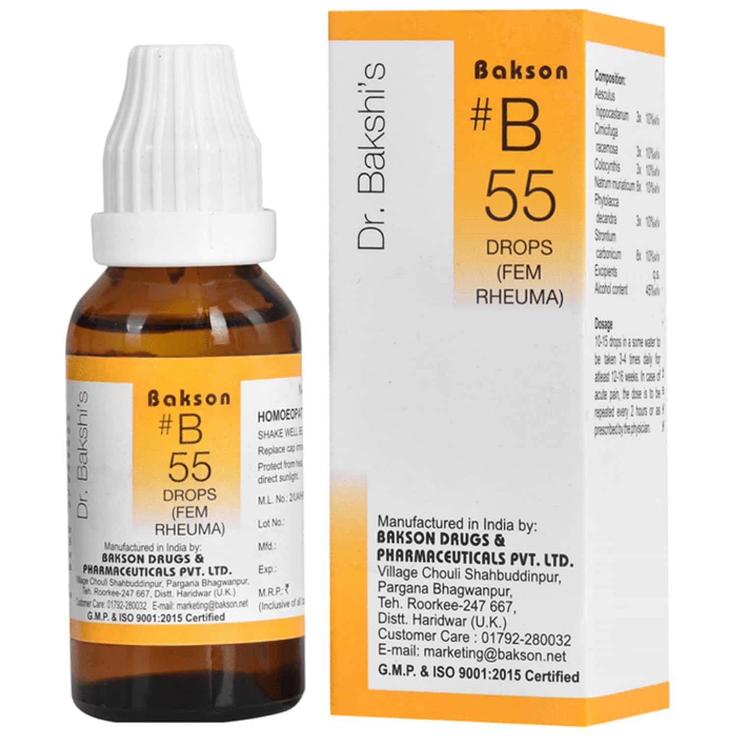 Baksons Homoeopathy B55 Fem Rheuma Drops 30 Ml