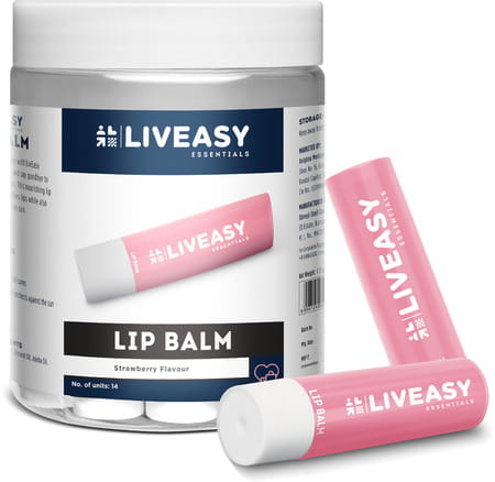 Liveasy Essentials Lip Balm Strawberry Flavour (4.8g) Jar 14 Nos