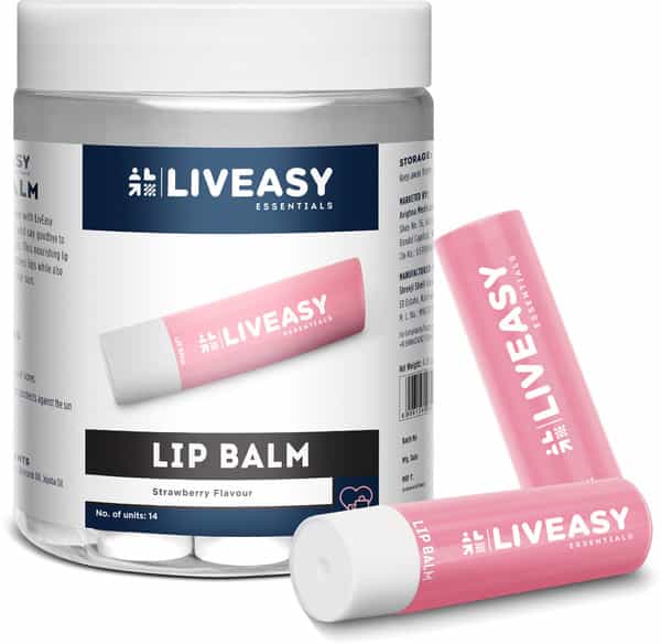 Liveasy Essentials Lip Balm Strawberry Flavour (4.8G) Jar 14 Nos