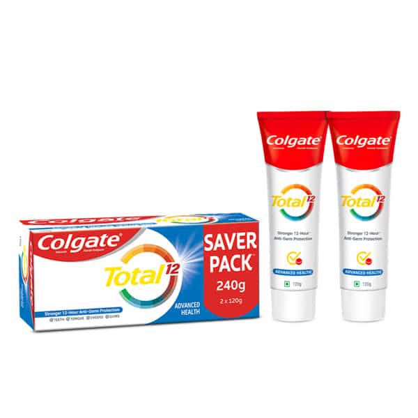 Colgate Total Whole Mouth Health Antibacterial Toothpaste 120Gm + 120Gm (Advanced Health)