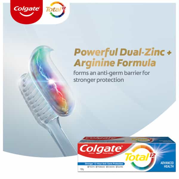 Colgate Total Whole Mouth Health Antibacterial Toothpaste 120Gm + 120Gm (Advanced Health)
