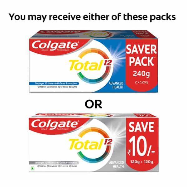 Colgate Total Whole Mouth Health Antibacterial Toothpaste 120Gm + 120Gm (Advanced Health)