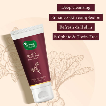Mother Sparsh Rose & Beetroot Face Wash For Dull Dry & Uneven Skin -75ml