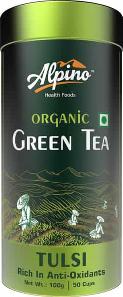 Alpino Certified Organic Tulsi Green Tea 100 G | Rich In Anti-Oxidants | Detox Green Tea