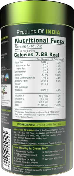 Alpino Certified Organic Tulsi Green Tea 100 G | Rich In Anti-Oxidants | Detox Green Tea
