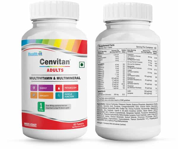 Healthvit Cenvitan Adults Multivitamin & Multimineral 26 Nutrients - 60 Tablets