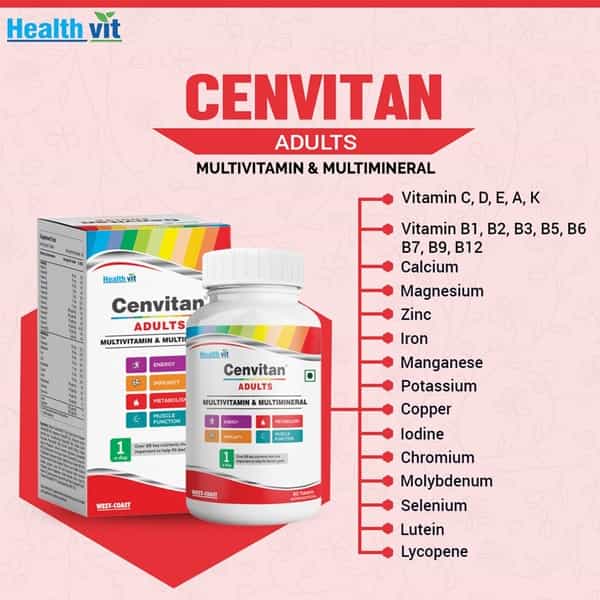 Healthvit Cenvitan Adults Multivitamin & Multimineral 26 Nutrients - 60 Tablets