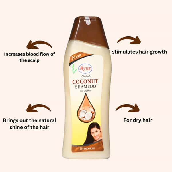 Ayur Herbals Coconut Shampoo With Orange I For Hair Growth & Blood Circulation I Pack 2- 200Ml