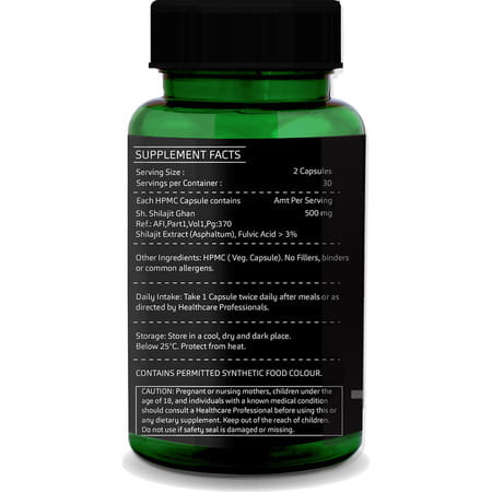 Greenopia Shilajit 60 Vegetarian Capsules
