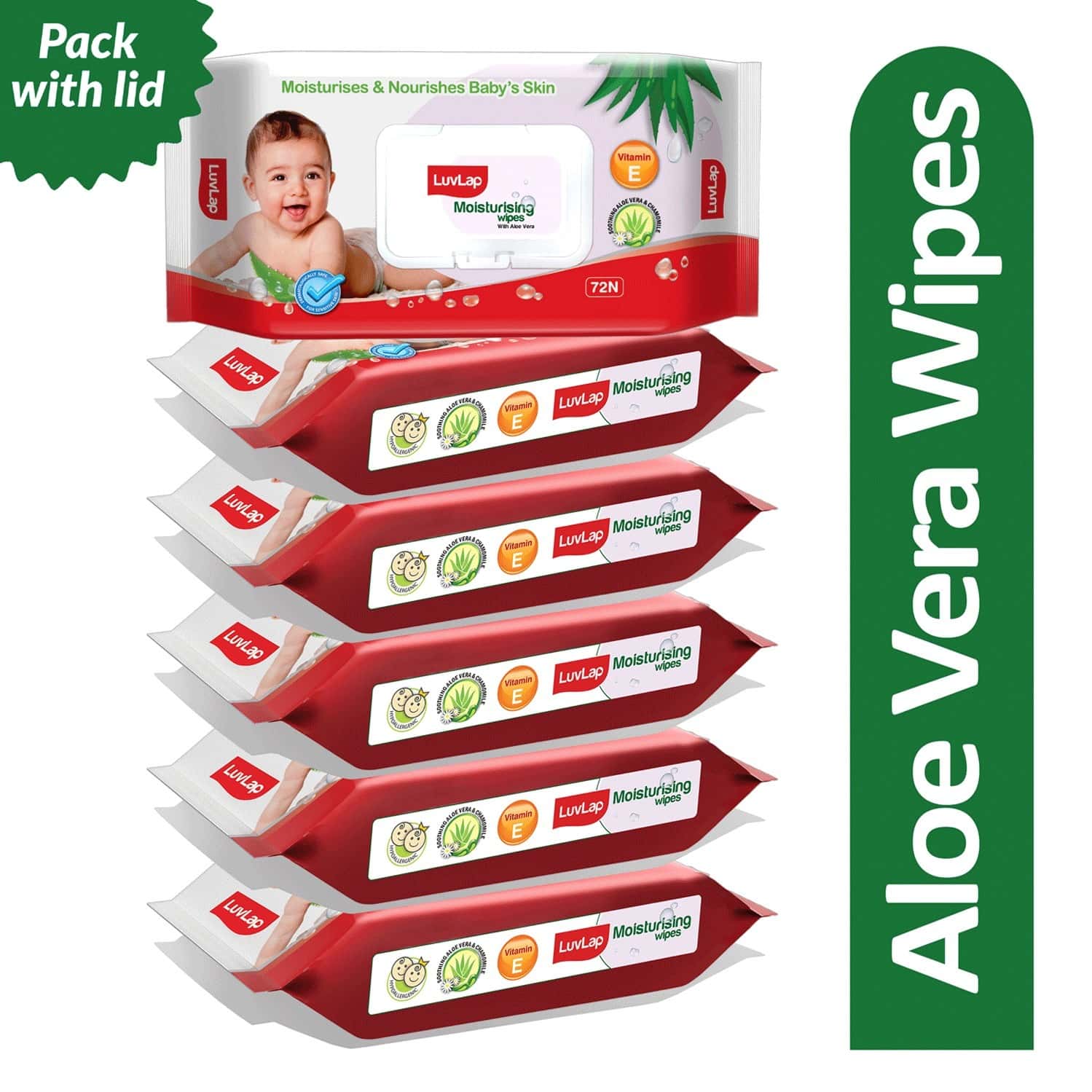 Luvlap Moisturising Wipes With Aloe Vera (72 Wipes Pack Of 6)