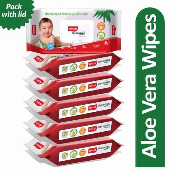 Luvlap Moisturising Wipes With Aloe Vera (72 Wipes Pack Of 6)