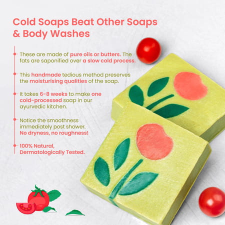 Nat Habit Tomato Basil Tan Removal Soap For Glowing Skin Cold Pressed Bath Soap (125g)