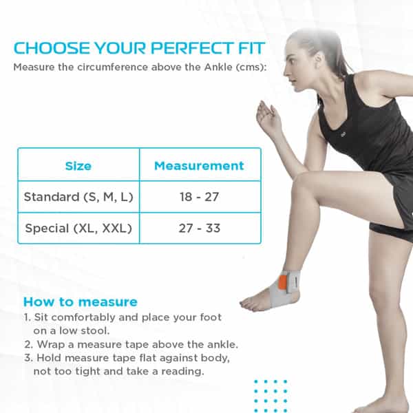 Vissco Ankle Binder Ankle Support For Sprained / Swollen Ankles - Large (Grey)