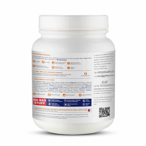 Gritzo Supermilk Growth+ (7-9Y Girls) (Double Chocolate | 800G) With Super Gummies (Strawberry)