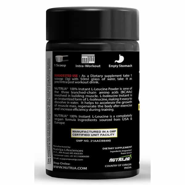 Nutrija Instant L-Leucine Powder -100% Pure & Usp Grade (100 Grams)